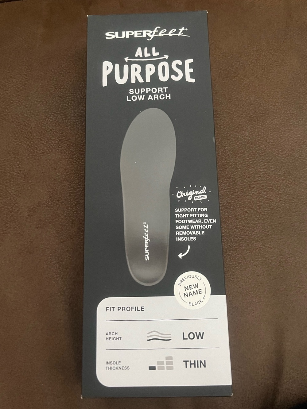 Superfeet All Purpose Low Arch Black Insoles